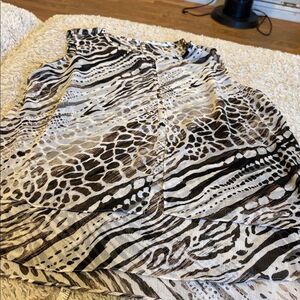 Sioni Animal‎ Print Blouse Womens Large Brown White Excellent Sleeveless Layered
